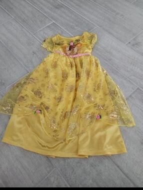 🐻 Disney Princess Yellow Toddler Dress with Pink Logo